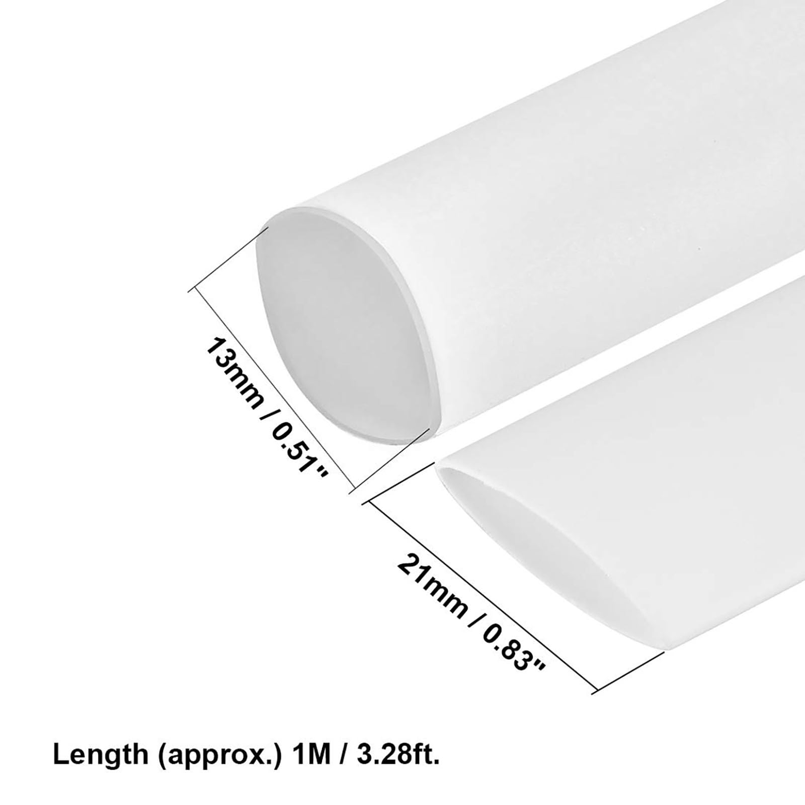 Gaine thermorétractable de 16 mm, 1 m de long, rapport 2:1 pour isolation électrique, réparations, câbles enroulés, connecteurs de fils, 13 mm x 1 m