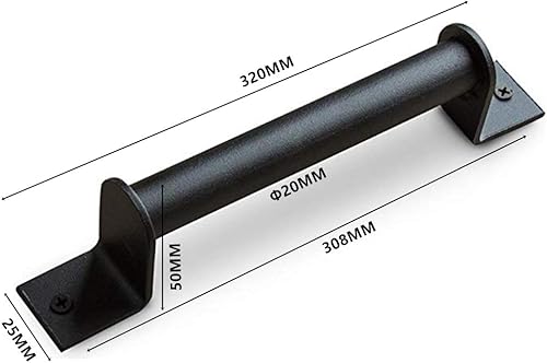 Miniatura 9 de Tirador de puerta corrediza de granero de madera resistente de acero al carbono negro para puerta, cocina, muebles, armario, cajón (BA013-7.717 in)