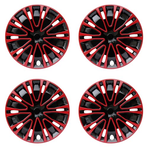 Image of Hubcap Wheel Cover Replacement R15 Hub Caps Universal-Fit Steel Wheel Rim Cover ABS Material Exterior Accessories for Car Truck SUV -Set of 4(15-inch,Red-Black)
