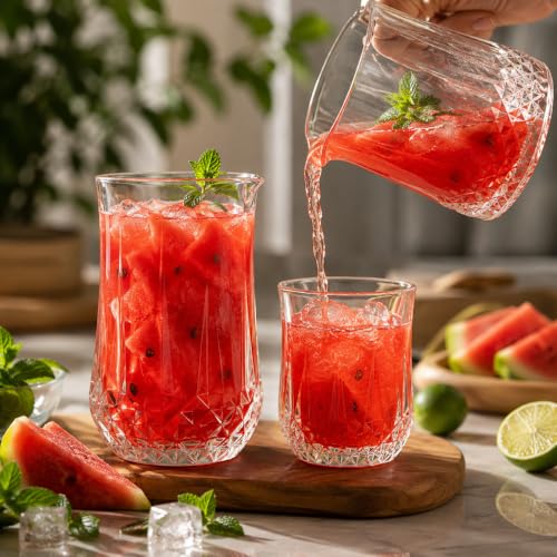 Image of bellemax Premium Dotted Design Water & Juice Glasses, 240 ML & 270 ML Combo, Drinking Glasses for Home, Kitchen, Dining, Party & Everyday Use Set of 12