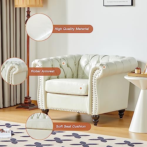 Sillón Moderno Chesterfield Piel Sintética Blanco miniatura 3