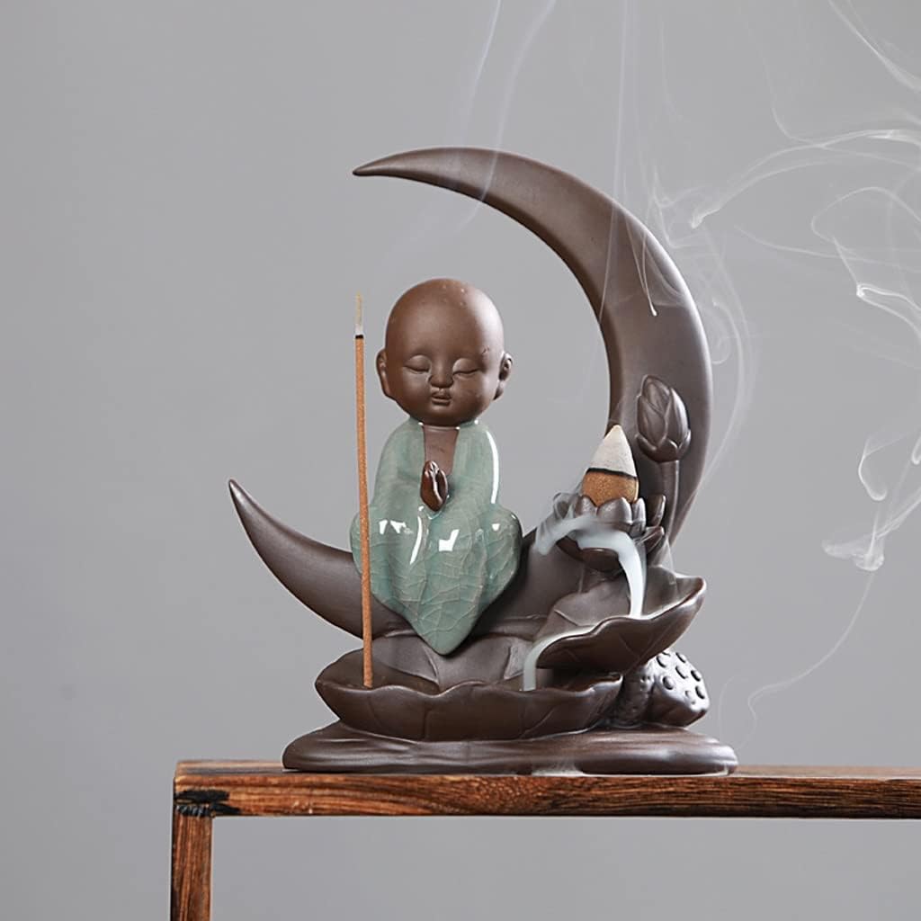 GRFIT Incense Burner Buddha Incense Burner Handmade Ceramic Incense Holder Backflow Incense Censer Home Office Yoga Tea House Decor Waterfall Incense Stick Holder Backflow Incense Holders