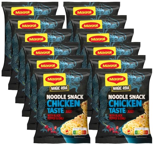 Maggi Magic Asia Instant Noodle Snack Chicken, Asian Ready Meal, Pack of 12 (12 x 65 g)