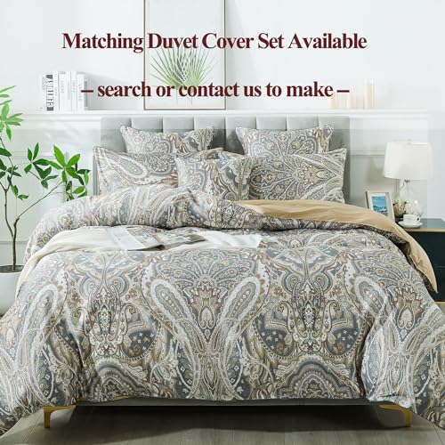 Image of FADFAY Paisley Sheets Set Twin Classic Boho Paisley Bedding Luxurious Bohemian Damask Paisley Bed Sheet Set Breathable 100% Egyptian Cotton 800 Thread Count Deep Pocket Fitted Sheet 4Pcs, Twin Size