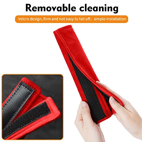 Blakaya 2Pcs Alcantara Suede Universal Car Seat Belt Shoulder Protector Pad,Handbags, Backpacks, Child Straps Protect Your Shoulders And Neck For Adults And Children 30Cm/11.8In（Red #TOP6