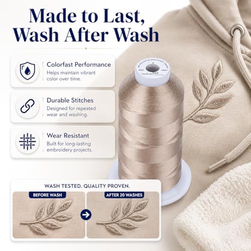 Image of Simthread Embroidery Machine Thread 5000M 40WT Polyester, Old Lace S009 | 5000M 40WT polyester thread feeds smoothly for home or commercial embroidery projects.