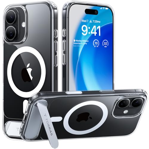 Image of TORRAS Luxury Adjustable Stand Cover for iPhone 17 | Mil-Grade Protection Case | Fit for MagSafe | Slim Matte Finish | Camera Control | Premium Imported | Ostand L1 Guardian 6.3'' Clear