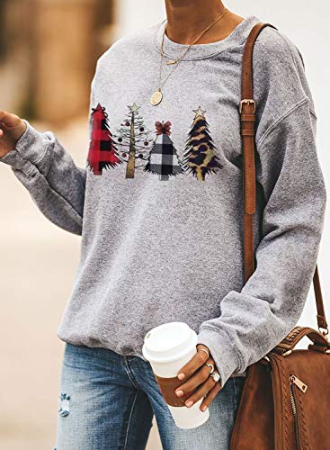 Dokotoo Womens Winter Ladies Long Sleeve Crewneck Merry Christmas Holiday Sweatshirts Xmas Pullovers Blouses Tops Shirts Outerwear Gray Xl #TOP2