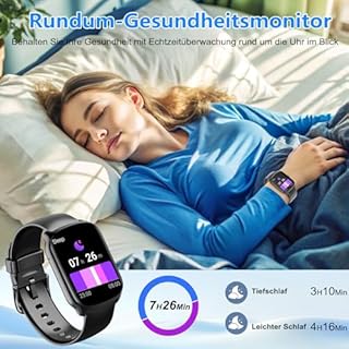 Smartwatch Uomo Donna, 1.95 schermo curvo Orologio watch Chiamate Bluetooth, 110+ Modalità Sportive Fitness watch, Contapassi Sonno Cardiofrequenzimetro, IP68 Smart watch per iOS/Android, Nero