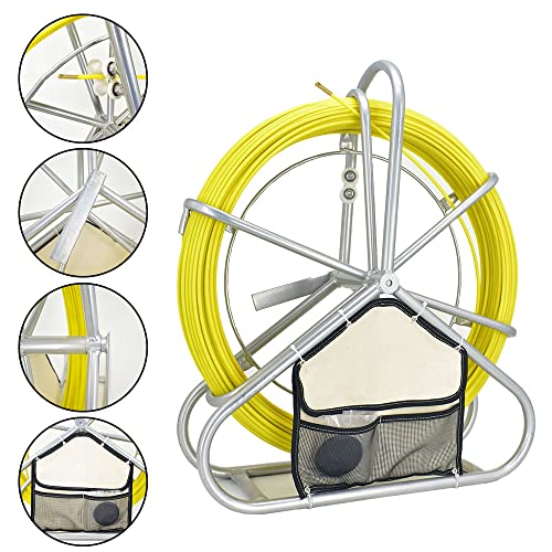 QZATACAEN 150 m Fischband Fiberglas Kabel Rad Fischband Fiberglas 6mm *150m Rohr Rodder mit Gummizuggriff