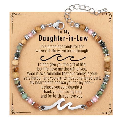 TONY & SANDY Daughter in Law Gifts, Christmas Wedding Birthday Gifts for Daughter in Law, Wave Bracelet for Women, Unique Valentines Mothers Day gift for Bonus Daughters from Mother