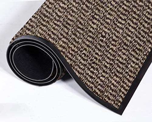 Image of Doormat Dirt Trapper For Indoor & Outdoor Black Grey Washable Barrier Mat Heavy Duty Non - Slip Door Entrance Mat Kitchen Runner Super Absorbent Door Mat Indoor (Beige, 40 x 60 cm)