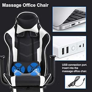 Pcgamingchairofficechairergonomicmassagepuleatherreclinercomputerchairwithlumbarsupportrollingswiveltaskchairforadultswhite  Urban Country Home Decor Pc gaming chair office chair ergonomic massage pu leather recliner computer chair with lumbar support rolling swivel task chair for adults white  urban country home decor
