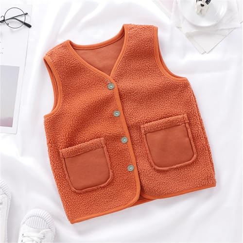 Unisex Sleevless Waistcoat Fuzzy Fleece Lightweight Casual Button Vest Toddler Fall Winter Coats Warm for Boy Girl2