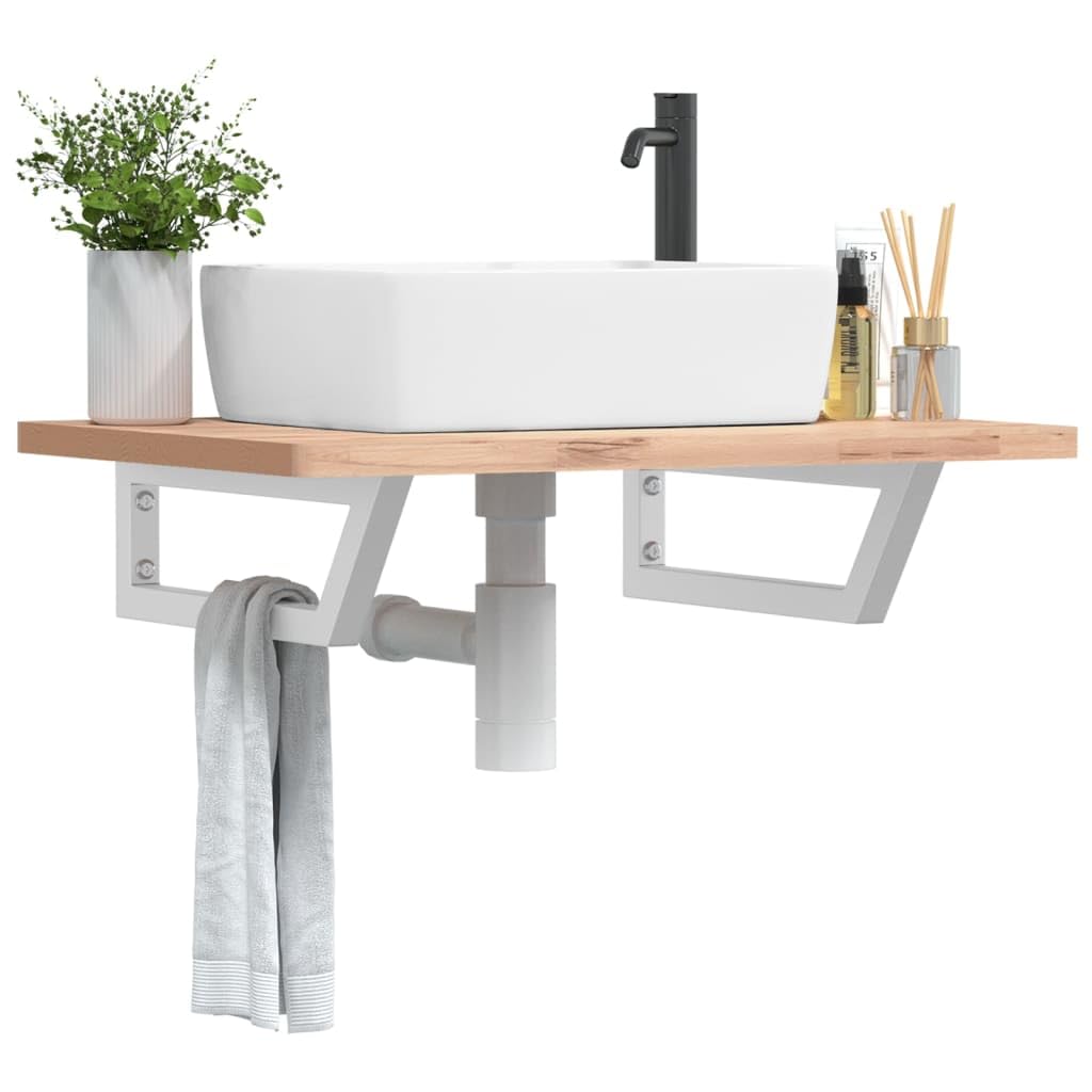 Waschtisch-Halterungen aus Stahl Weiß 2 Stück 15x40 cm Trapezförmig Wandhalterung mit 100 kg Belastbarkeit und Montagebohrungen für Bad und Küche Halter Befestigung