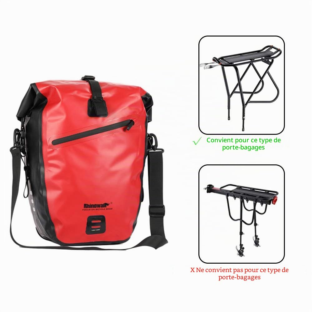 Rhinowalk Sacoche de vélo étanche 20L pour Porte-Bagages de vélo, Sacoche de Selle, Sac à bandoulière, Porte-Bagages pour Ordinateur Portable