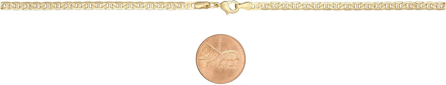 Barzel 18K Gold Plated Mariner Chain Necklace for Women, Flat Marina - Made in Brazil - Image 6