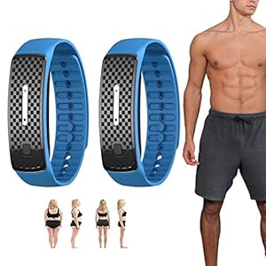 Matteo Ultrasone lichaamsvorm armband, magnetische lymfedrainage detox armband, slimme waterpoof gewichtsverlies slim fit armband voor mannen en vrouwen (2 stuks, blauw)