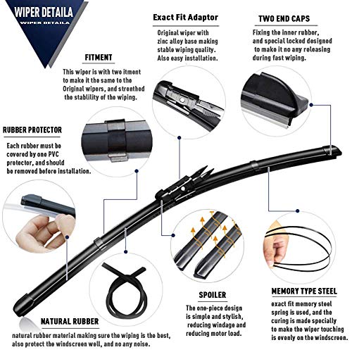 2 Wiper Factory Replacement For 2007-2020 Toyota Tundra 2008-2020 Toyota Sequoia Original Equipment Replacement Wiper Blade - 26"/23" (Set Of 2) Pinch Tab… #TOP2