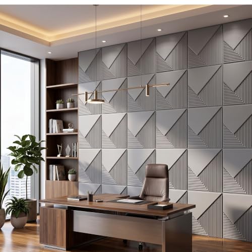 Image of Kayra Decor 3D PVC Wall Panels for Bedroom & Living Room | Plaina Design | Gray Color | 19.7 x 19.7 Inch | Pack of 12 | 32.28 Sq Ft