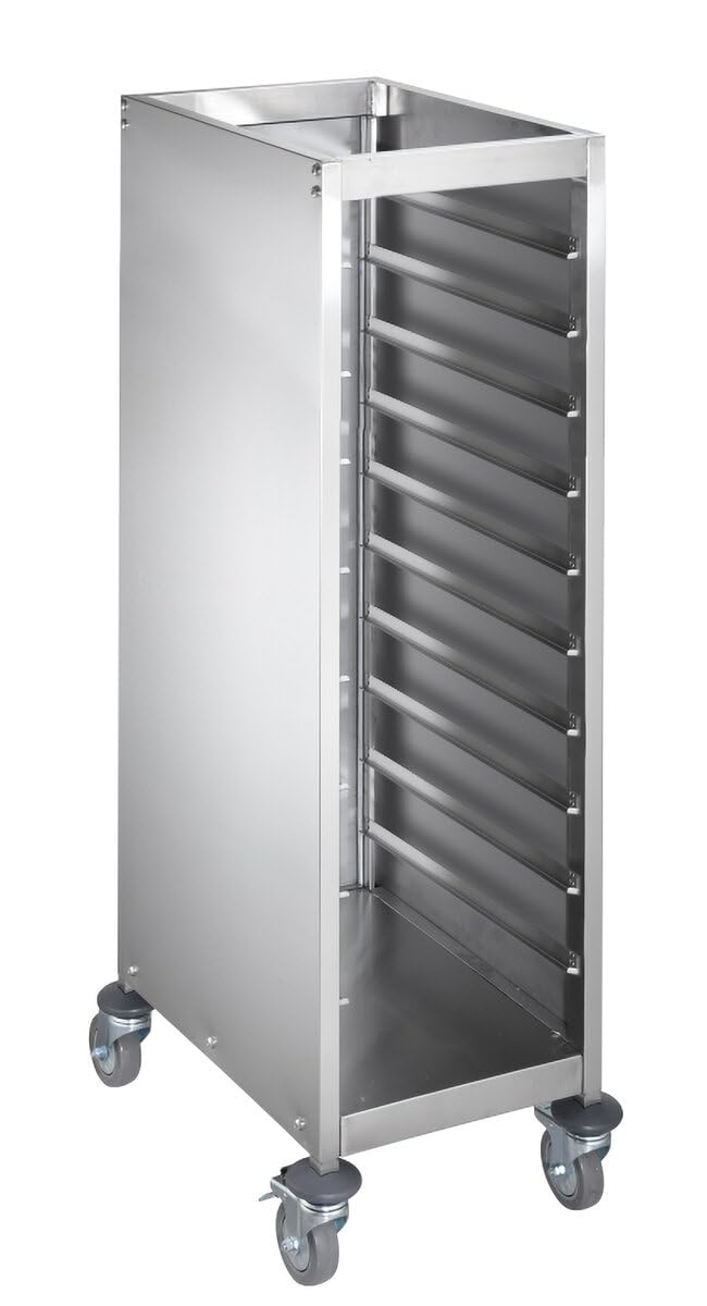 GastroHero Tablettwagen ECO 10 geschlossen GN 1/1 Edelstahl Transportwagen Tablettwagen GN Wagen für 10 GN 1/1 oder 20 GN 1/2 mit 4 Rollen 2 Bremsen