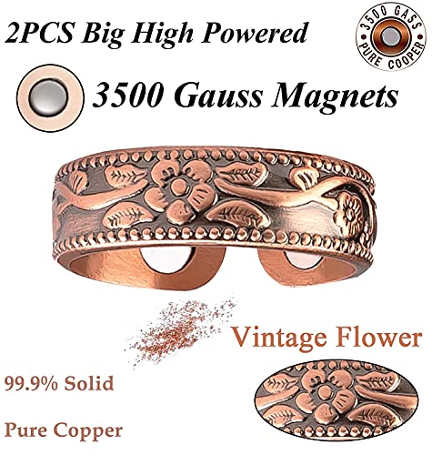 Vicmag Copper Magnetic Bracelet For Women Magnets Brazaletes 99.9% Solid Pure Copper Jewelry Valentine's Day Gift For Her (Adjustable Size With Gift Box) #TOP2