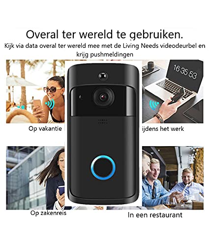 Sonnette de porte avec caméra vidéo HD Living Needs noire