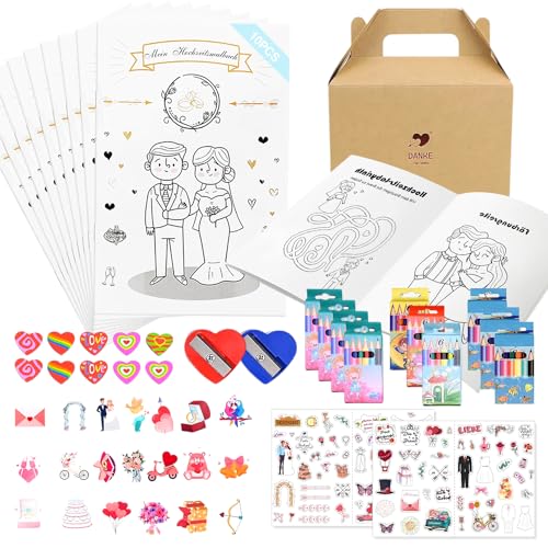 55 Pièce Livre Coloriage Enfant Kit Coloriage Enfant Cadeau Enfant Mariage Box Enfant Mariage Kit Creatif Enfant Comprend des Crayons de Couleur un Taille-crayon et une...