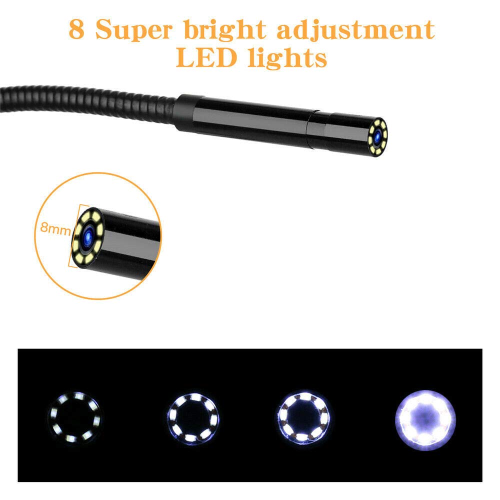 Industriële Endoscoop Camera Borescope 8mm 1080p HD 4.3 Inch HD Scherm 1080p Slangcamera Met Led Verlichting Semi Rigide Kabel Voor Auto Motor Afvoerinspectie 8 Mm 2 M 65 Ft Oranje