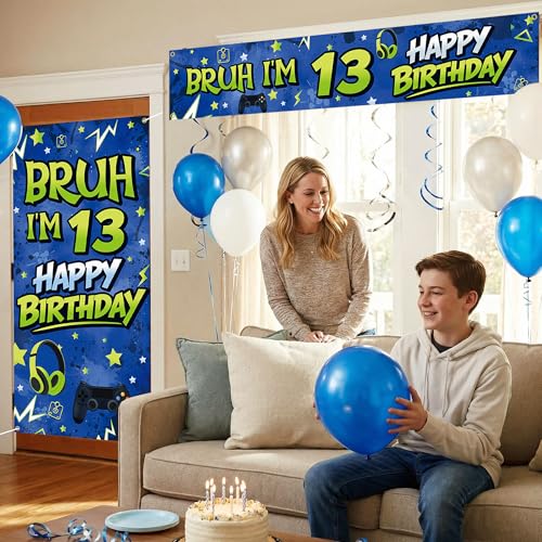 Vicycaty Bruh I'm 13 Gamer 13th Birthday Decorations for Boys 2 Banners by Vicycaty - Used condition - Image 6