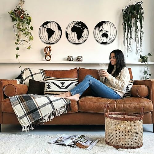 DEKADRON 3 Globes Metal World Map