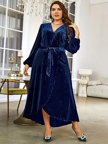 Image of BerryGo Women's Velvet V Neck Wrap Semi Formal Dress Cocktail Party Maxi Dress for Wedding Guest