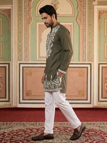 Image of Jompers Men Japanese Fabric Embroidered Kurta Set