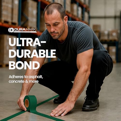 Image of DuraMark EC700 Floor Marking Tape for Concrete and Pavement | Industrial Marking Tape for Warehouses | Long-Lasting | High Durability,Green, 3 Inches by 108 Feet