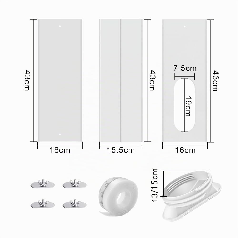 4 Stück Klimaanlage Fensterabdichtung, Fensterabdichtung für Mobile Klimageräte, Klimaanlage Fensterabdichtung Kit, Einstellbare Fenstergleit Kit für Mobilen Klimaanlagen Erweiterung (13/15cm)