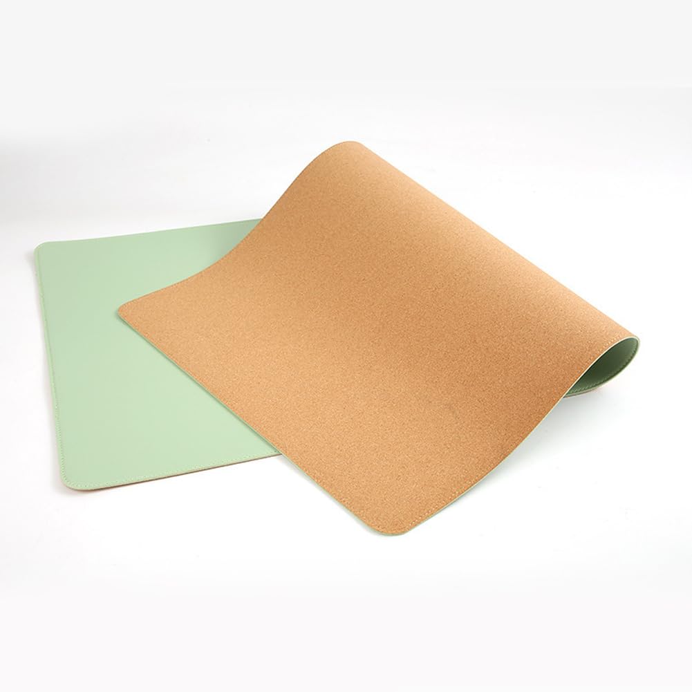 Doppelseitige Schreibtischunterlage, großes PU-Leder-Mauspad mit Naturkork, wasserdichte Schreibtischunterlage aus PU-Leder, rutschfeste Schreibunterlage für Büro, Zuhause, Schule (Minzgrün, 120 x 60
