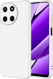 جراب سيليكون بتصميم عصري انسيابي وبطانة داخلية، متوافق مع موبايل ريلمي 11 شبكة الجيل الرابع 4G (لون ابيض)