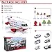 Acksonse Airplane Toy Kids Plane 15 Inches Large with Light and Sound for 3 4 5 6 7 Year Old Boys Girls Toddlers, Ambulance Aircraft Toy Vehicle Play Set with Traffic Signs and 6 Rescue Trucks