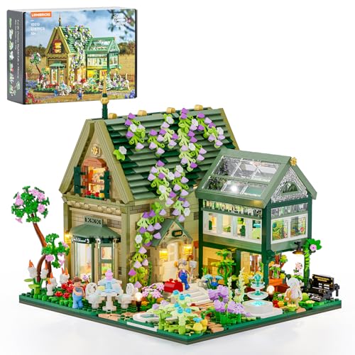 Lumibricks Klemmbausteine Gartenhaus mit Beleuchtung 2787 Teile Retro Gartenhütte Bauset für Erwachsene Haus Modellbausatz für Architektur- und Hütten-Liebhaber