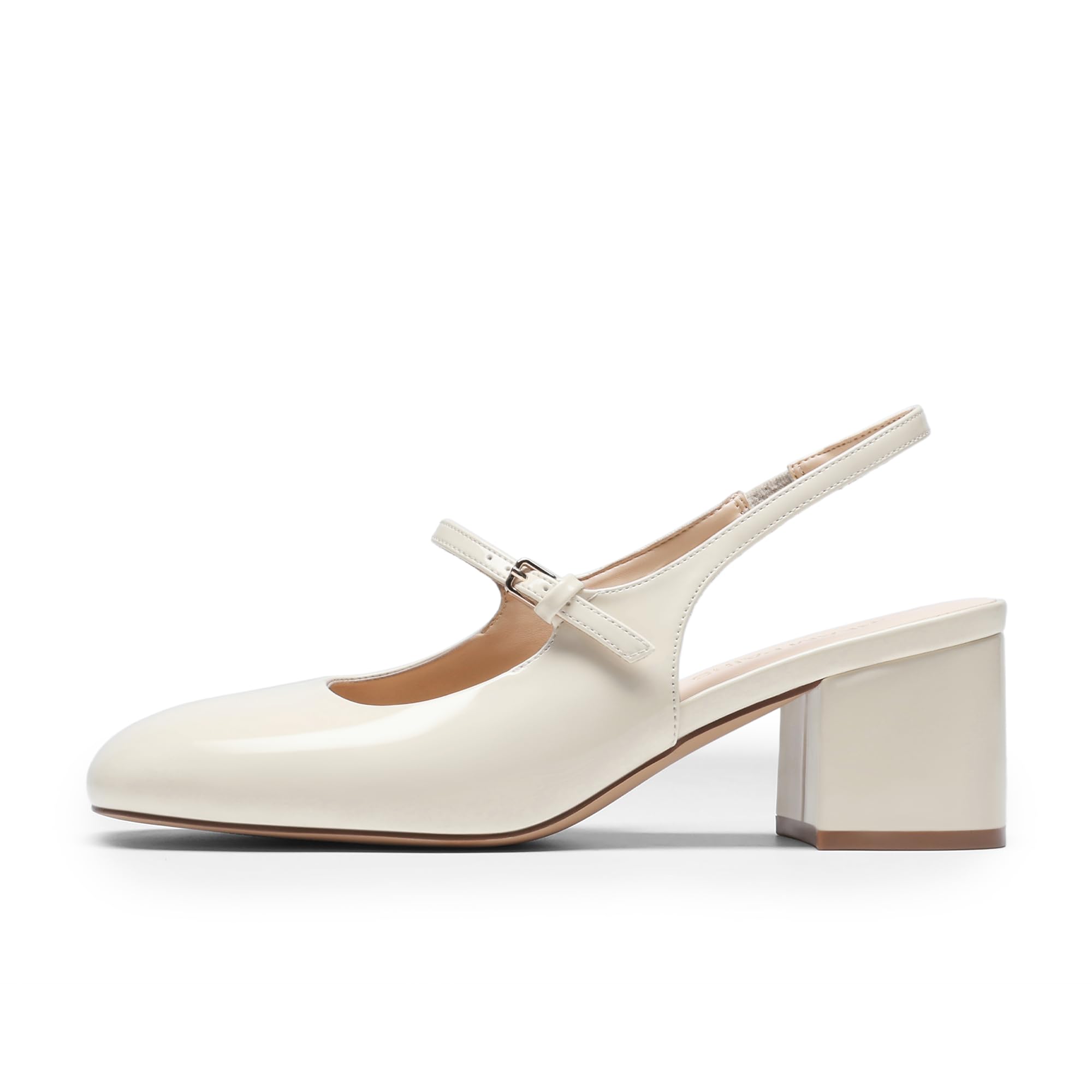 DREAM PAIRS Zapatos de Tacón Bajo Tipo Mary Jane para Mujer, con Tira Trasera, Punta Cuadrada, Ideales para Bodas, Fiestas, Trabajo y Oficina.