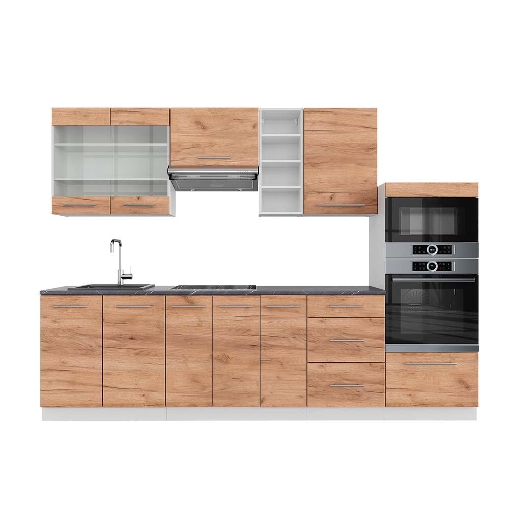 Vicco Mueble de Cocina Fame-Line, Oro Potencia Roble/Blanco, 280 cm