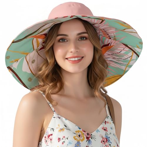 KAICAILA Women Bohemian Reversible Floral Sun Hat Wide Brim Fishing Hats - image 1