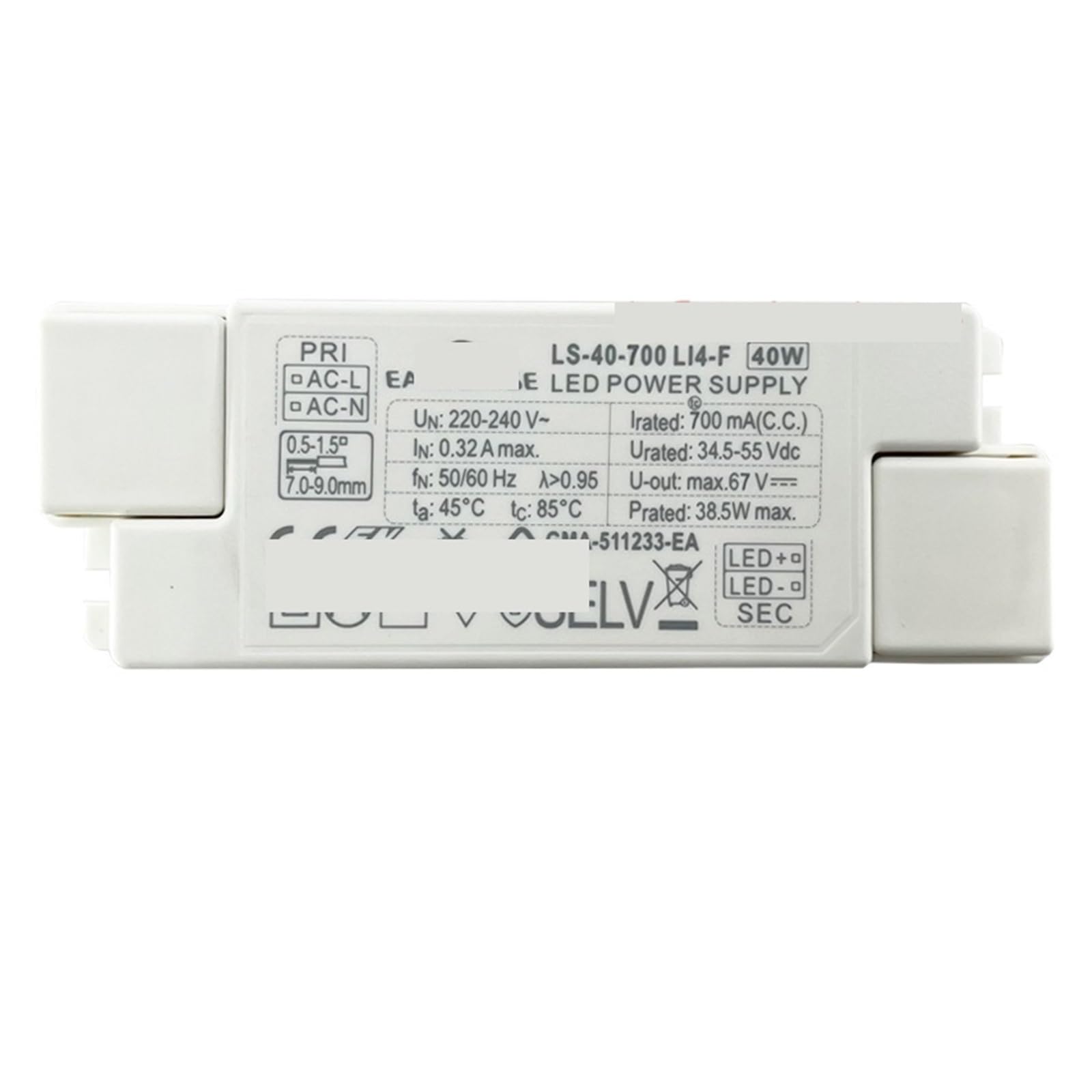 PWANUIGTE LED lamp Driving Power Supply Constant Current Isolation Switch Transformer 40W 950ma Ballast Voltage: 111V~240V(40W 700ma LI4-F)