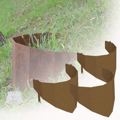 MerxCompro Corten Steel Hillside Planter, Set of 3 (40" W x 18" H) with 6 Stakes, Stable and Easy to Install on Slopes, Prevents Soil Erosion, Pre-Rusted Finish for Instant Rustic Look