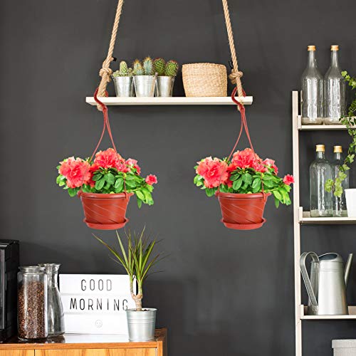 Yarnow 10 Sets Plastic Plant Hanging Baskets Chain Basket Planter Holder Round Hanging Fence Railing Wall Planter Plant Containers For Outdoor Indoor Plants (Red) #TOP1