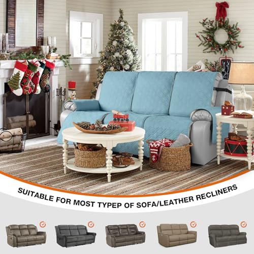 Image of VANSOFY Waterproof Recliner Couch Covers Washable, Azuree,3 Seater | 1-Piece, Non-Slip with Elastic Straps, Sofa Cover with Pocket for Dogs, Pets