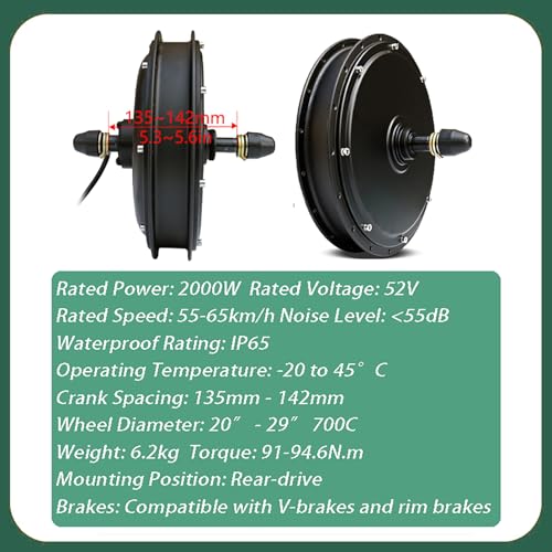 Snhmfuh Kit Di Conversione Per Bici Elettrica Da 52 V 2000 W, Motore Ruota Posteriore Da 20" A 29", 135 Mm - 142 Mm, Abbandoni Con Display A Colori S866, Controller 45 A A 3 Modalità Per Bici Da - 4