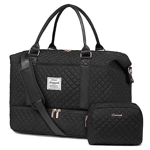 LOVEVOOK Travel Duffle Bag, Weekender Bags for Women with Shoe Compartment, Carry on Overnight Bag with Toiletry Bag, Gym Duffel Bag with Wet Pocket, Hospital Bags for Labor and Delivery, Black
