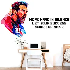 StickMe 'Lionel Messi - Let Your Success Make The Noise - Office - Sports - Football - Motivational - Inspirational - Quotes - Wall Sticker' -SM777 (Multi Colour, Vinyl - 100cm X 55 cm)