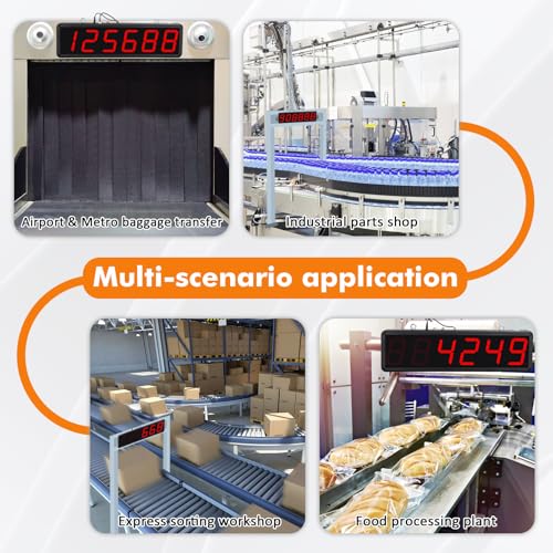 Image of JIAWANSHUN 4 inch LED Counter 999999 IR Sensor for Conveyor Belt Counting | Auto-counts boxes, bottles, bags on production lines. Power outage memory.Easy to install.100-240V